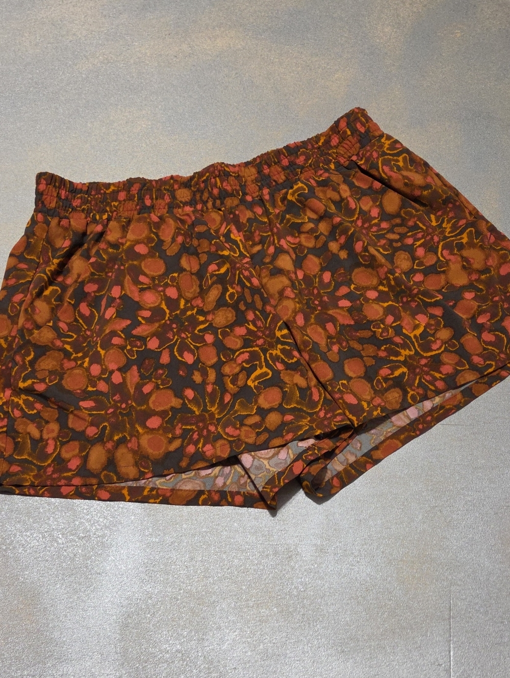 Toad&Co Brown and Pink Floral-Print Skort with Elastic Waist